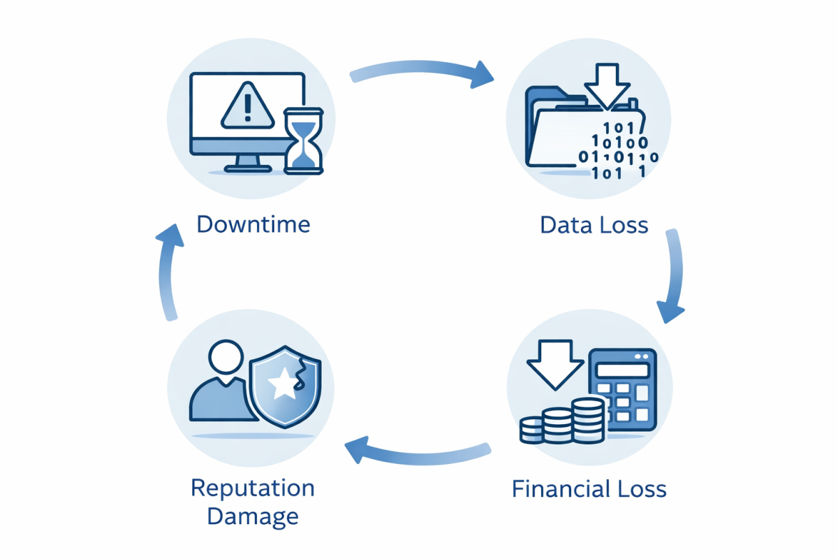 Infographic-style image showing cost breakdown of a cyber attack