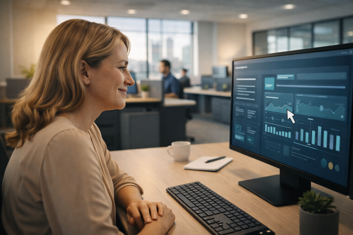 Perth office worker watching with relief as an IT issue is resolved remotely on their screen